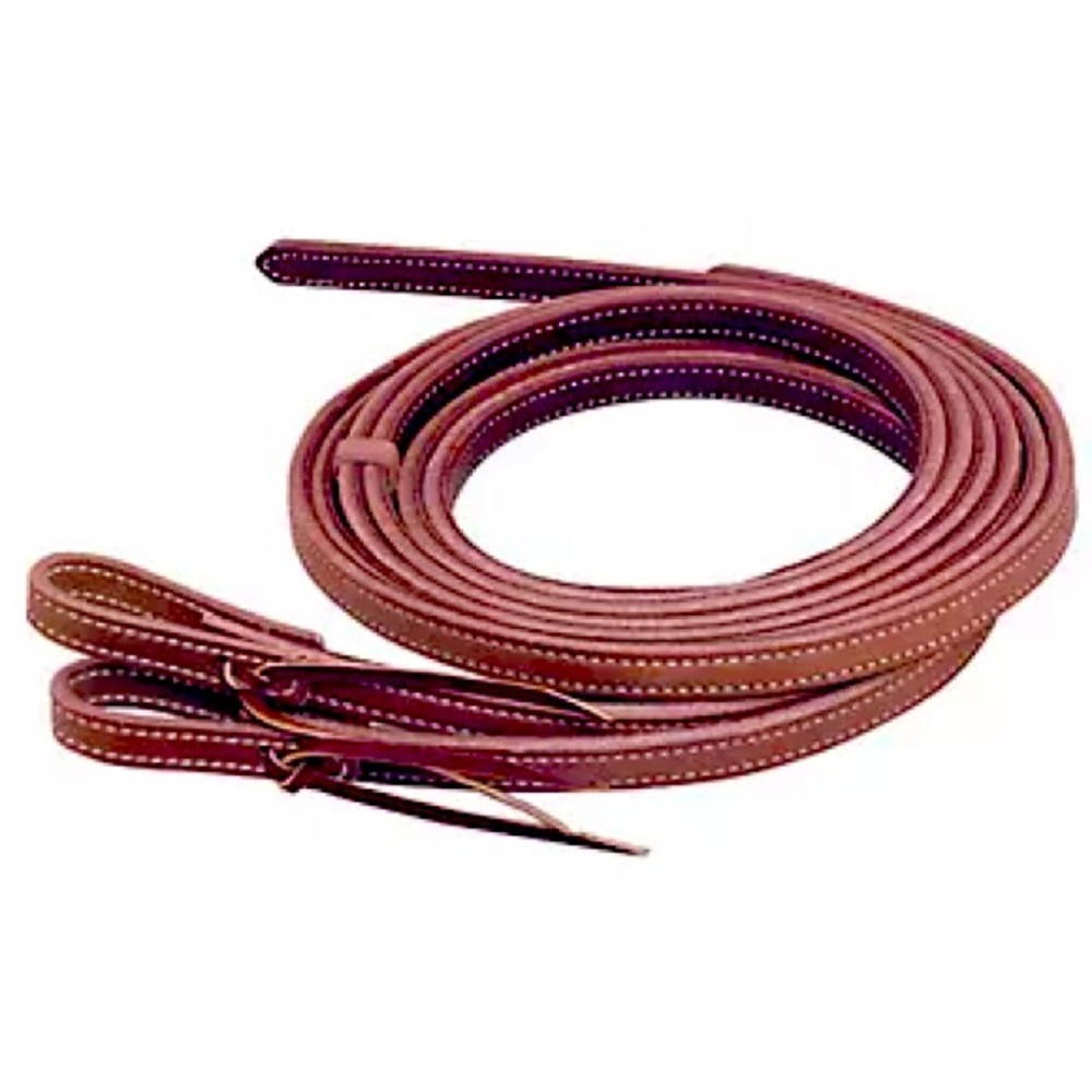 NEW reins•Harness Leather Double Stitched Split Reins• chestnut brown